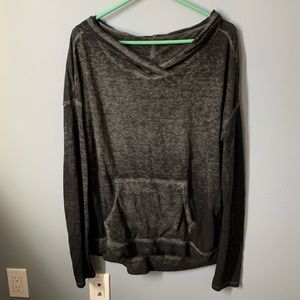 Free People Distressed Hooded Long Sleeve